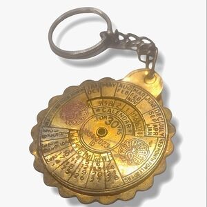 Vintage Brass 30 Year Perpetual Calendar Manually Adjusted Keychain 1994-2023